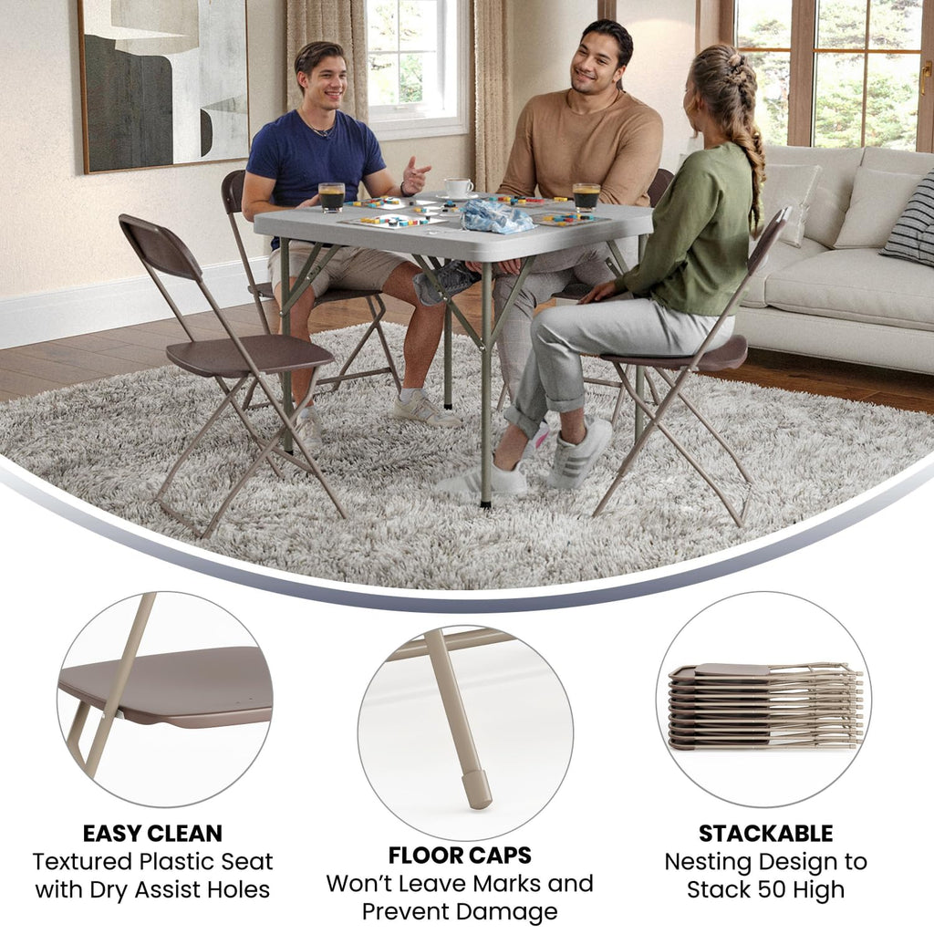 Hercules Series Premium Plastic Folding Chair [Set Of 2] Color: Brown