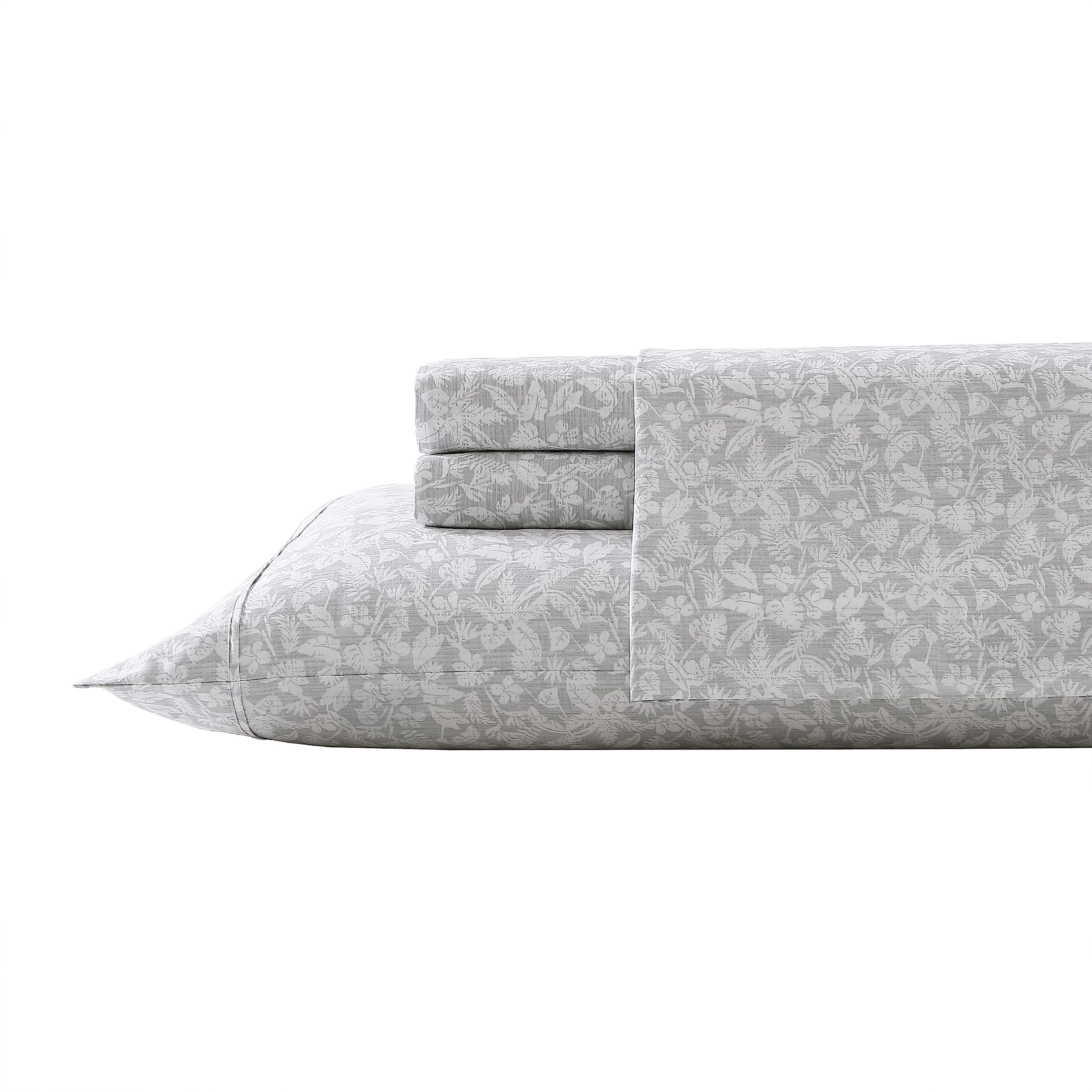 Tommy Bahama- Queen Sheet Set, Cotton Percale Bedding Set, Crisp & Cool, Stylish Bedding Set (Koya Bay Grey, Queen)