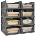 Pinkpum 8 Pack Closet Organizer Storage Bins Stackable Plastic Drawer Shelf