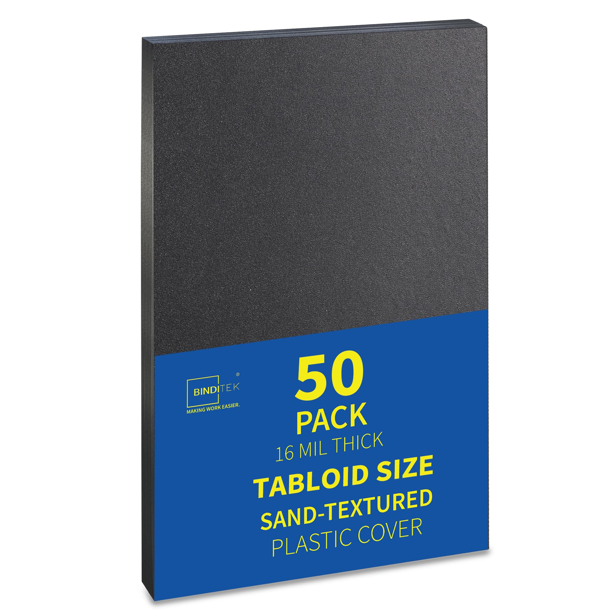 Binditek 50 Pack 16 Mil Sand-Textured Polycover, 11 X 17 Inches Binding Front And Back Covers, Lightly Textured Sand Finish, Hea