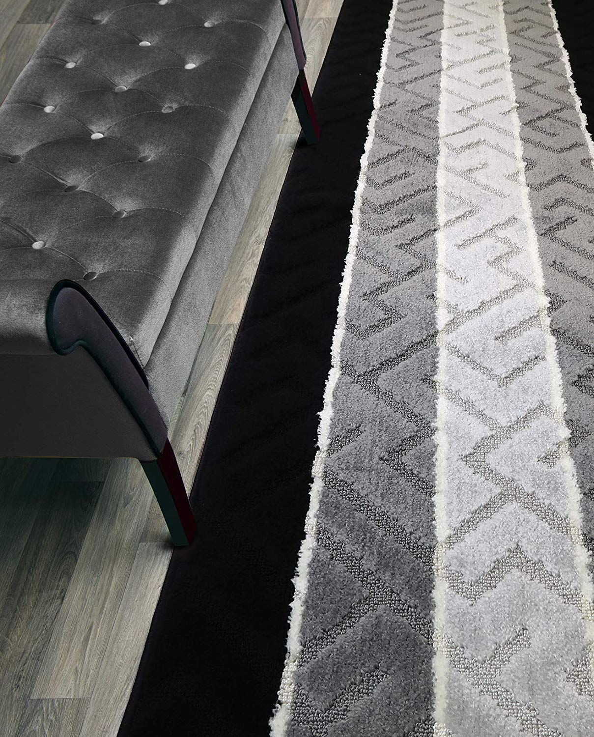 ORFA HOME Custom Length Hallway Runner Rug,Slip Resistant,Arrows Black, 26 Inch X 6 feet, Sold and Priced Per Foot