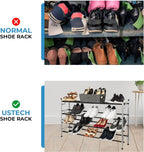 4-Tier Adjustable Freestanding Shoe Rack with Flat or Angled Shelves, Chrome Finish