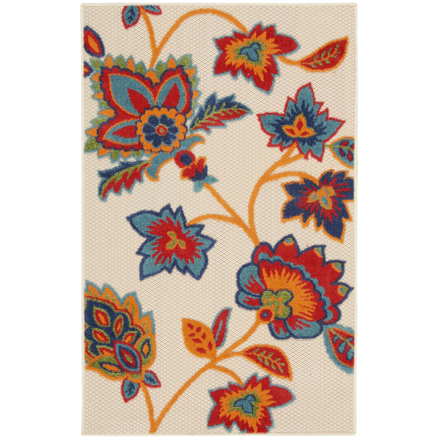 Nourison Aloha Indoor-Outdoor Multicolor 2'8' X 4' Area Rug, Easy Cleaning, Non Shedding, Bed Room, Living Room, Dining Room, B