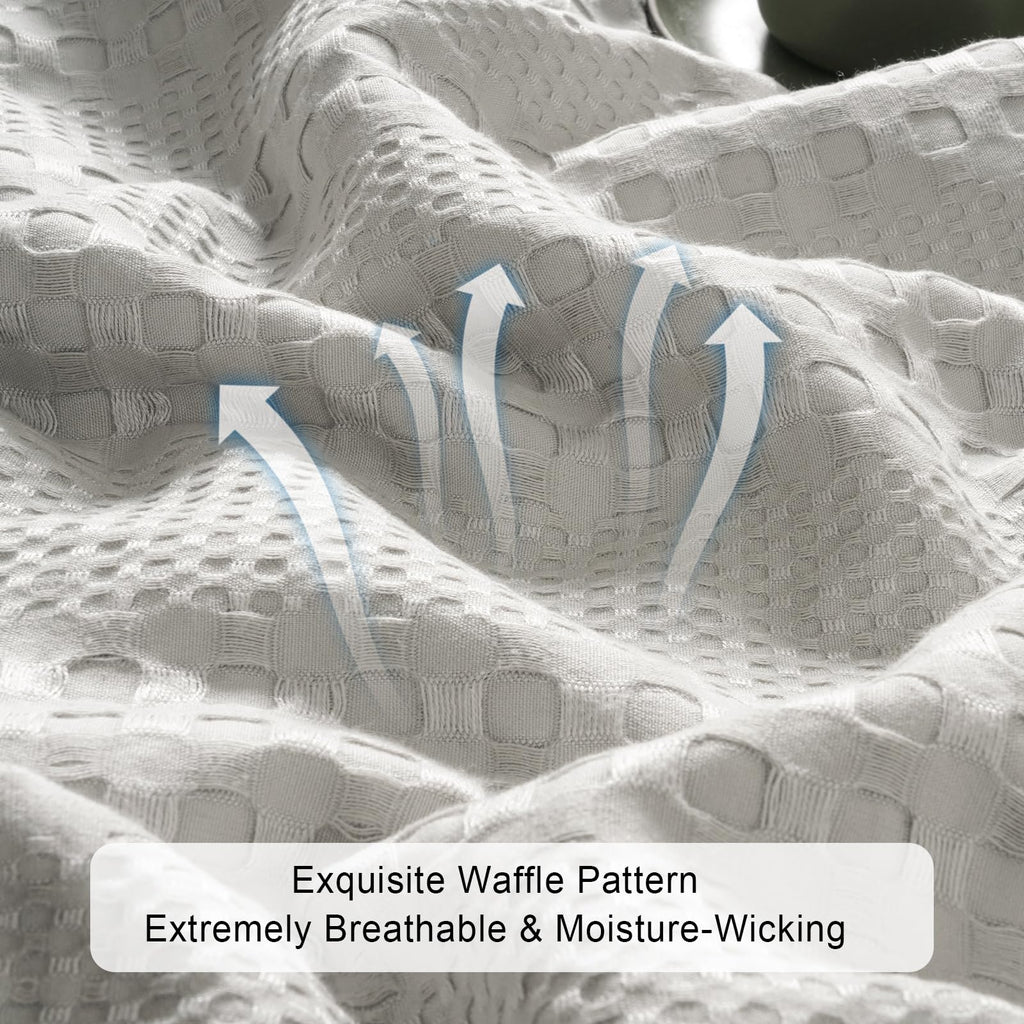 Phf Cooling Waffle Blanket King Size, Lightweight 60% Rayon Derived From Bamboo & 40% Cotton Breathable Blanket For Hot Sleepers, Soft And Luxury For Bed Couch And Sofa, 104'X90', Grey