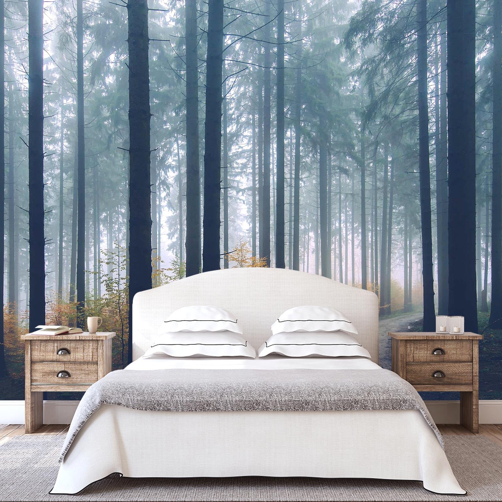 WFBHUA-Dark Forest Tree Wallpaper Mural Nursery Woodland Natural Landscapes Wall Murals for Bedroom Living Room(Not Peel and Sti