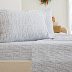 Great Bay Home 3 Piece 100% Turkish Cotton Twin Grey Printed Flannel Sheets Set | Deep Pocket, Soft Sheets | Warm, Double Brushe
