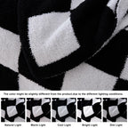R.Share Black And White Checkered Throw Blanket 50X70 Inch Reversible, Microfiber Soft Comfy Cozy Lightweight Fluffy Fuzzy Warm