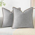 Decoruhome Chenille Soft Throw Pillow Covers 20X20 Set Of 2, Farmhouse Velvet Decorative Pillow Covers With Stitched Edge For Co