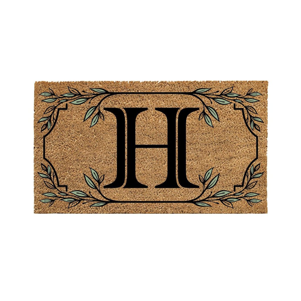Evergreen Monogram Coir Doormat | Letter H | Front Door Mat For Outdoor Indoor Entrance | 28X16 Inches | Non-Slip Backing Doorwa
