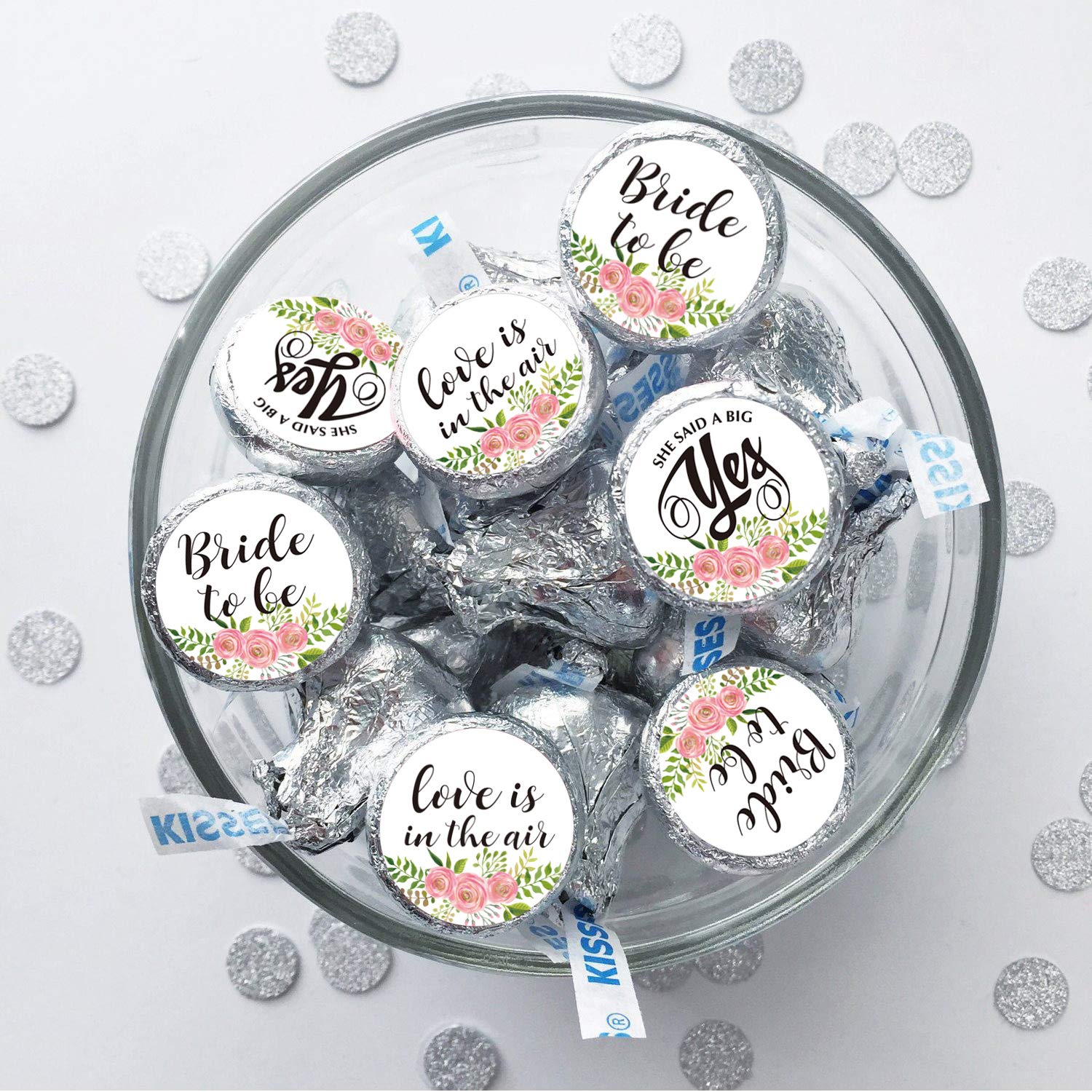 180 Floral Chocolate Label Stickers, Bridal Shower Party Favors, Bride To Be Hershey Kisses Stickers, Bachelorette Party, Weddin