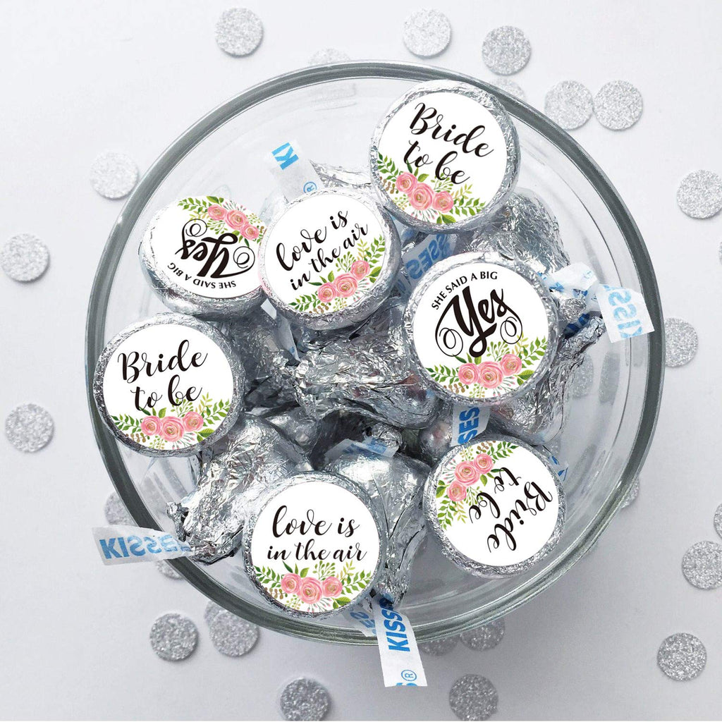 180 Floral Chocolate Label Stickers, Bridal Shower Party Favors, Bride To Be Hershey Kisses Stickers, Bachelorette Party, Weddin