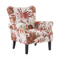 Belleze Modern Accent Chair For Living Room, High Back Floral Armchair With Wooden Legs, Upholstered Wingback Side Chair Padded