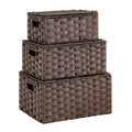 Woven Storage Bins With Lids Shelf Baskets Wicker Organizing Rattan Boxes Hand Organizer Closet Handle Makeup Bathroom Decor She