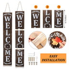 Jetec Welcome Sign For Front Door Interchangeable Wooden Welcome Porch Sign Hanging Outdoor Decoration Replaceable Wood Welcome