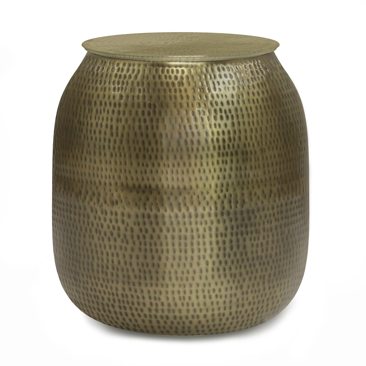 Simplihome Griffen Contemporary 19 Inch Wide Metal Storage Accent Side Table In Antique Gold, Fully Assembled For The Living Roo