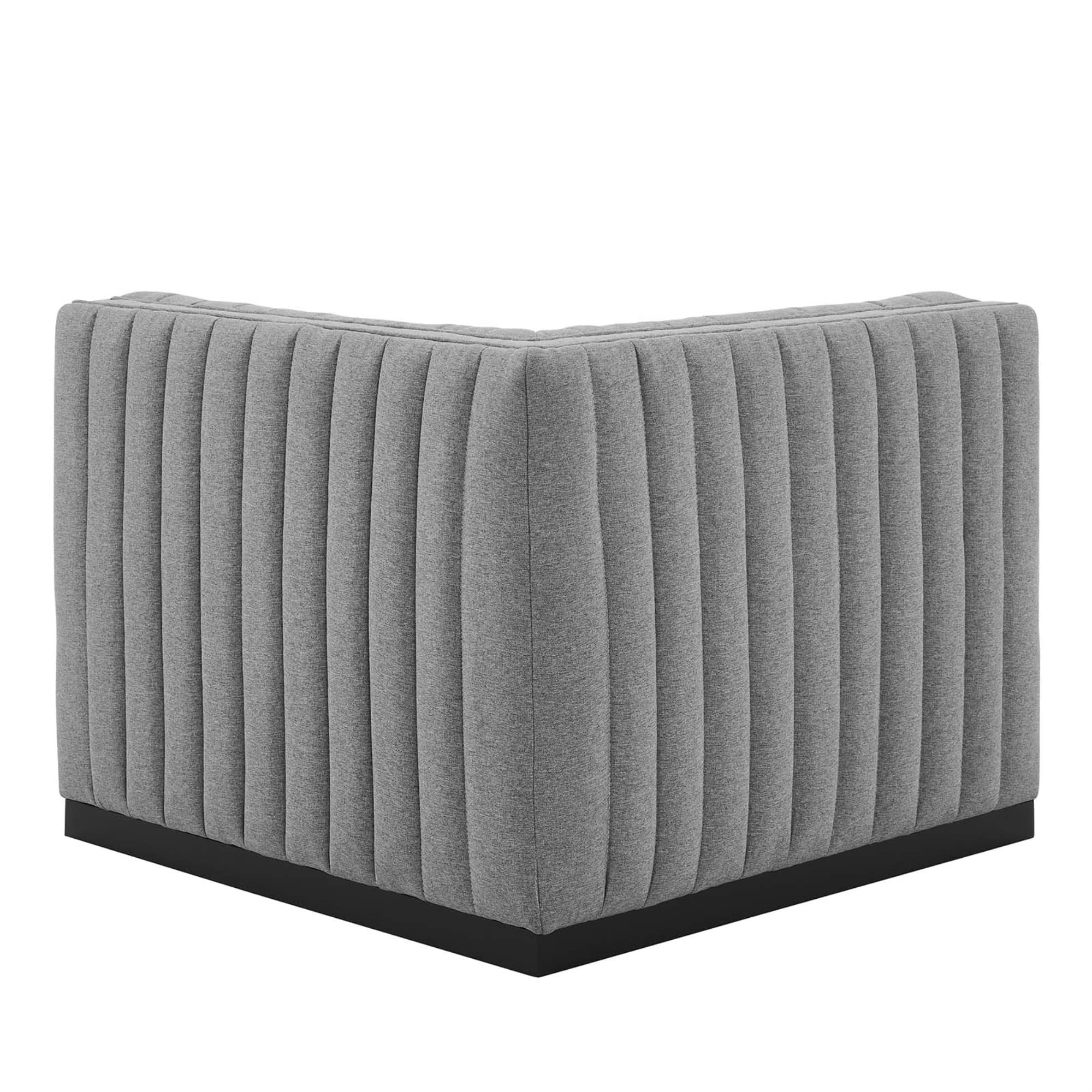 Modway Conjure Modern Channel Tufted Fabric Left Corner Chair In Gray