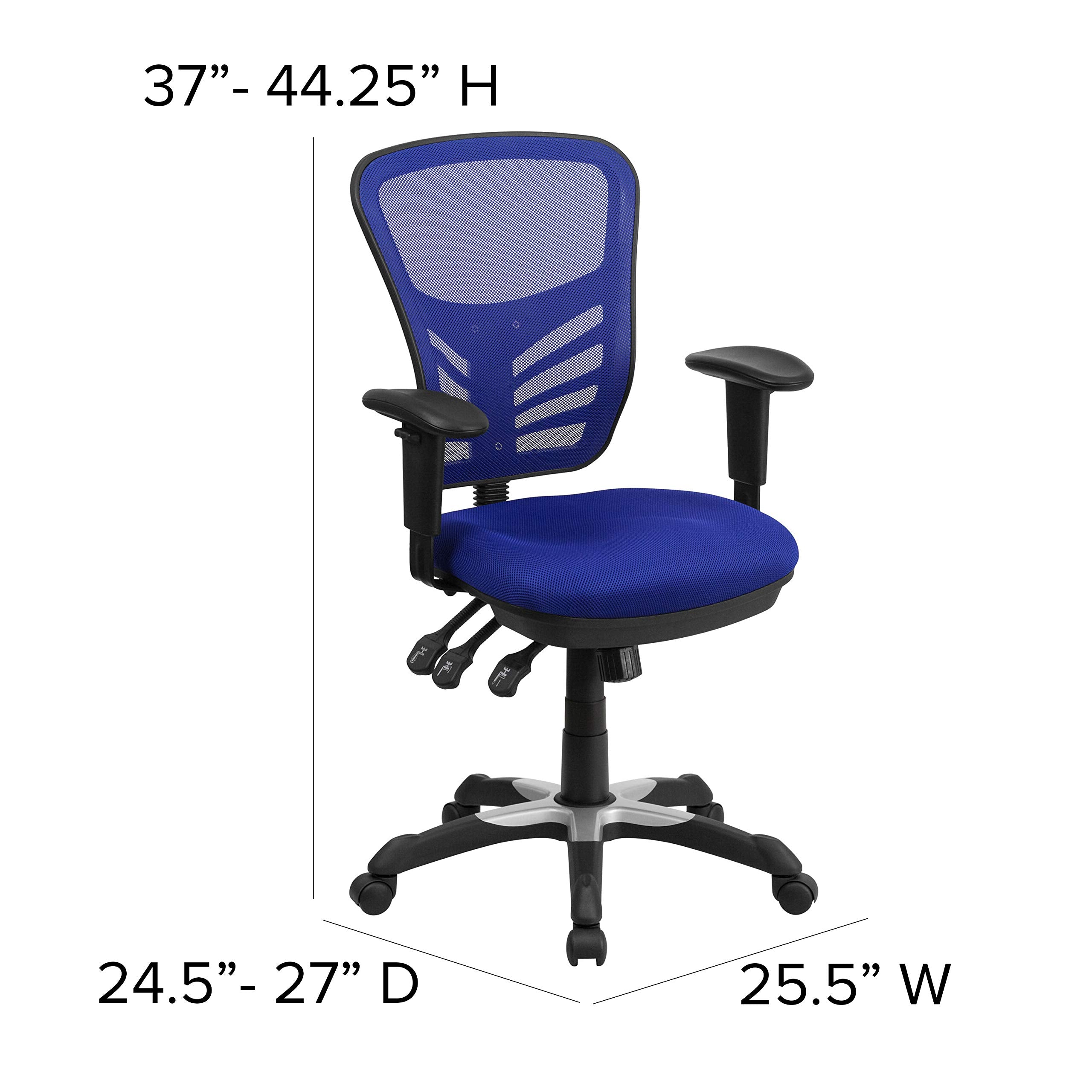 Flash Furniture Nicholas Mid-Back Swivel Office and Gaming Chair, Ergonomic Mesh Office Chair with Adjustable Lumbar Support and Height, Blue