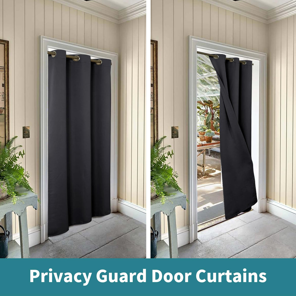 Bgment Dark Grey Door Curtain 80 Inch Length For Doorway, Bedroom Closet Curtain, Privacy Thermal Insulated Blackout Grommet Room Divider For Room Separation, 1 Panel, 42 Inch Wide