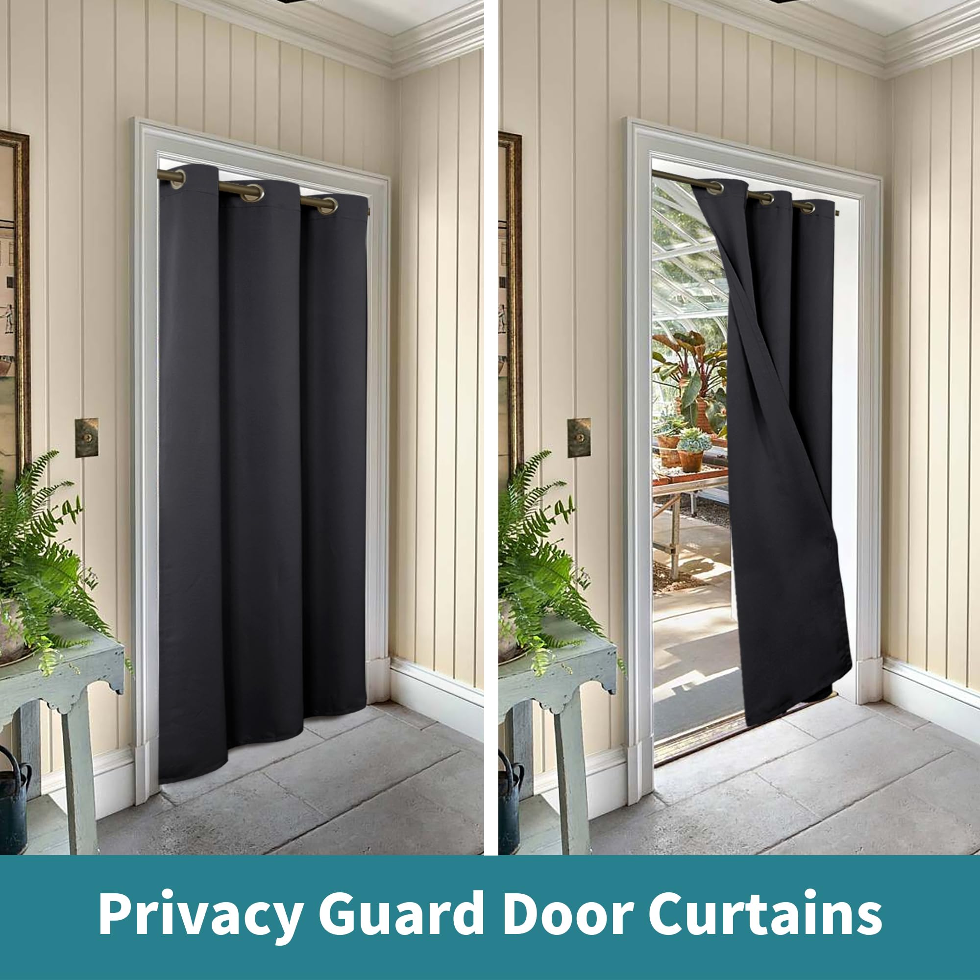 Bgment Dark Grey Door Curtain 80 Inch Length For Doorway, Bedroom Closet Curtain, Privacy Thermal Insulated Blackout Grommet Room Divider For Room Separation, 1 Panel, 42 Inch Wide