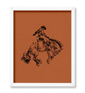 Poster Master Brown Cowboy Poster - Retro Cowboy on Bucking Horse Print - Rodeo Art - Western Art - Wild West Art - Gift for Him