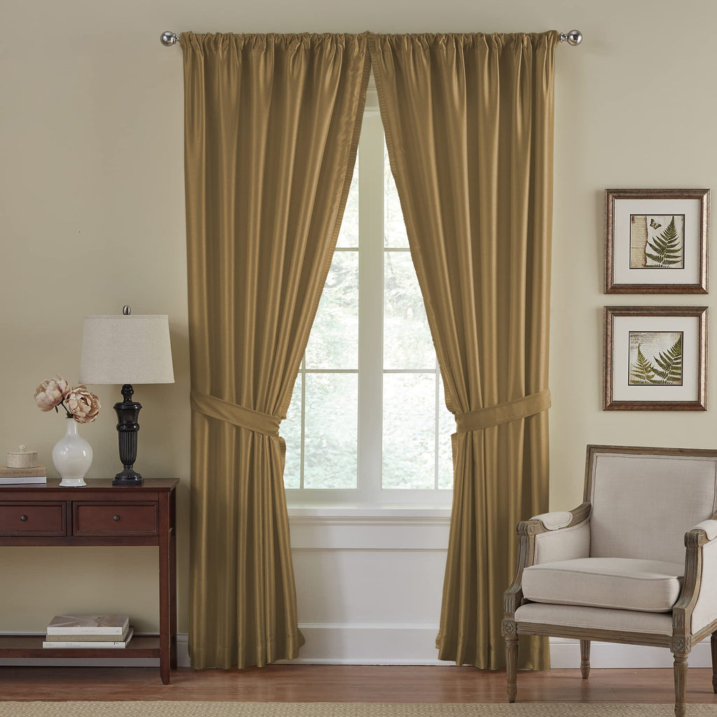 Elrene Home Fashions Versailles Faux-Silk Room-Darkening Curtain Panel, Blackout Curtain with Rod Pocket, 52 Inches by 95 Inches