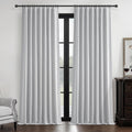 Light Grey Blackout Curtains 96 Inch Length 2 Panels Set for Bedroom, Modern Faux Linen Room Darkening Pleated Gray Burg with Ro