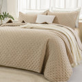 Andency Beige California King Size Quilt Bedding Set (112x104 Inch), 3 Pieces Soft Lightweight Bedspread Coverlet, Boho Summer Q