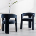 Rivova Black Modern Barrel Dining Chairs Set Of 2, Velvet Upholstered Accent Side Chair With Arms Comfy Makeup Vanity Chairs, Di