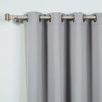 Best Home Fashion Basic Thermal Insulated Blackout Curtains - Antique Bronze Grommet Top - Grey - 52'' W X 96'' L (Set Of 2 Pane