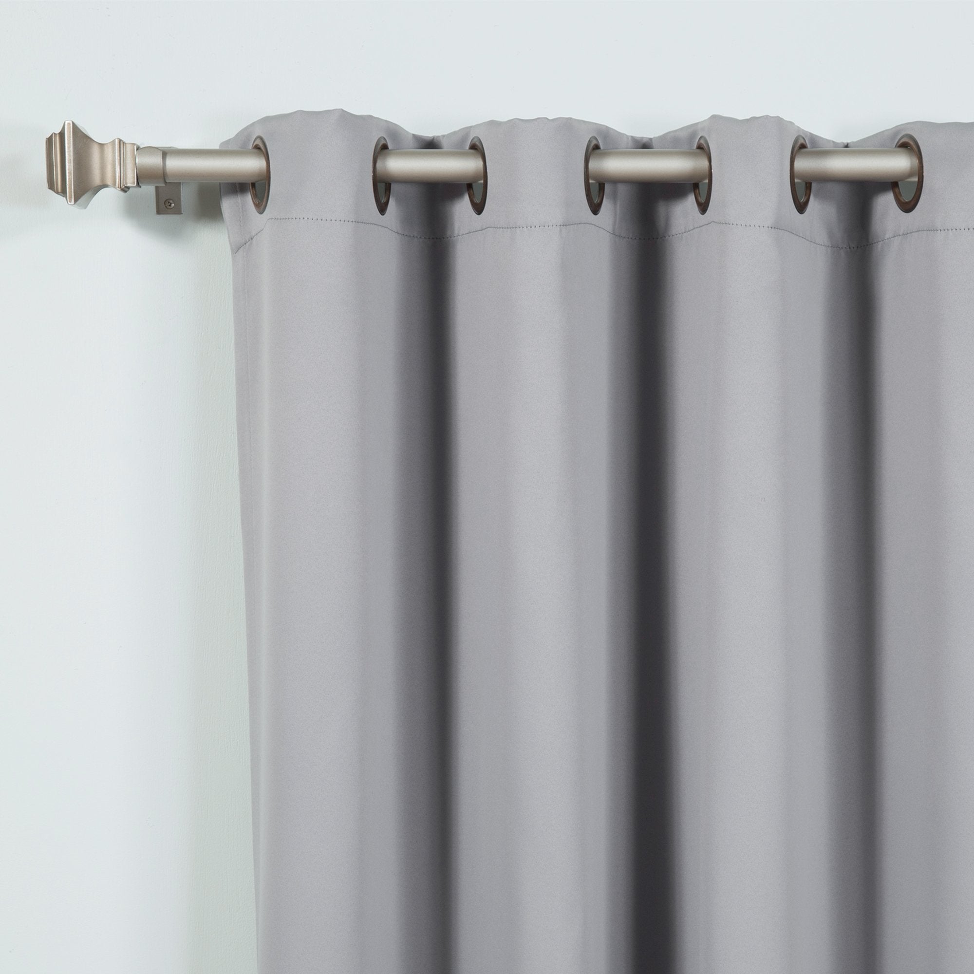 Best Home Fashion Basic Thermal Insulated Blackout Curtains - Antique Bronze Grommet Top - Grey - 52'' W X 96'' L (Set Of 2 Pane