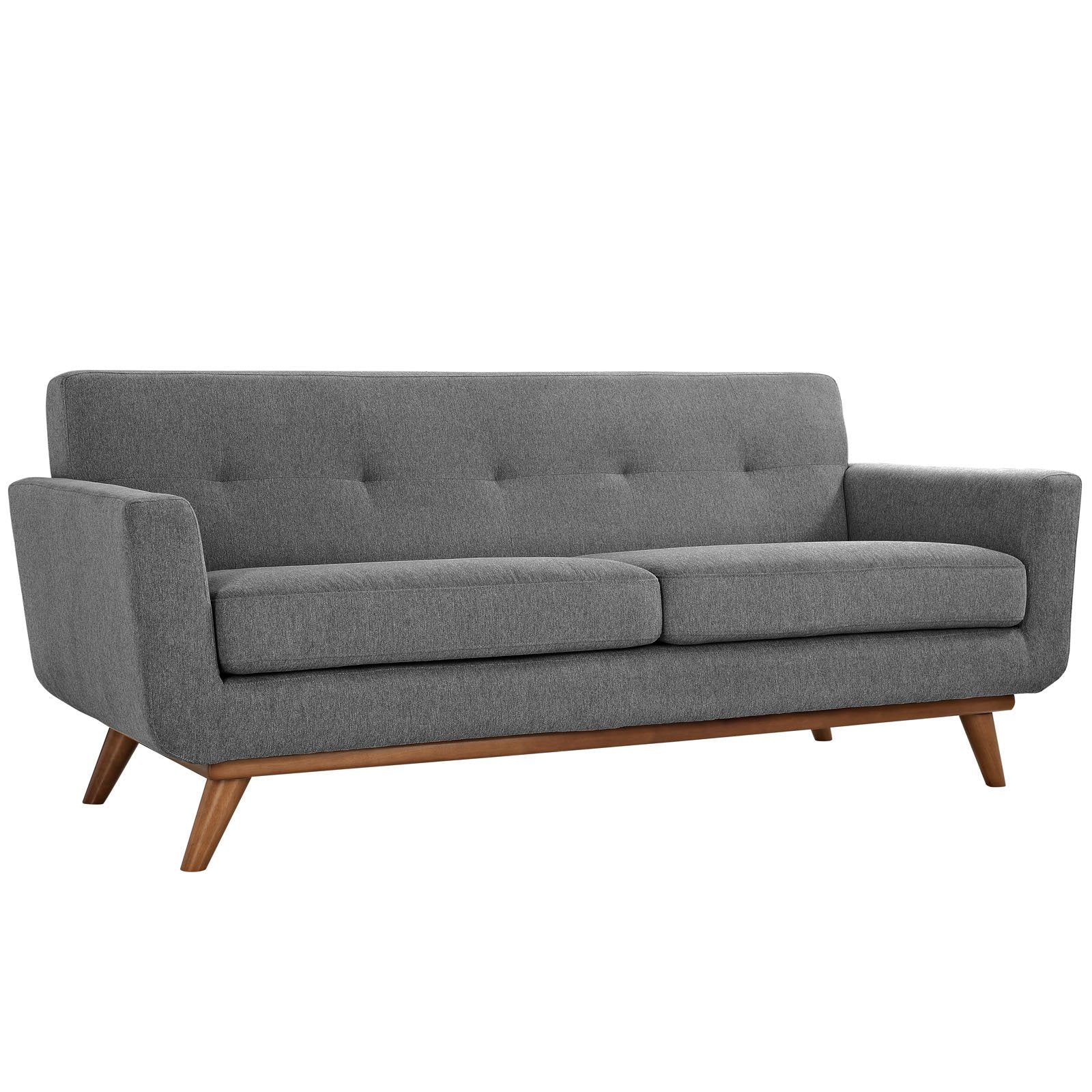 Modway Engage Mid-Century Modern Upholstered Fabric Sofa, Loveseat and Armchair in Expectation Gray