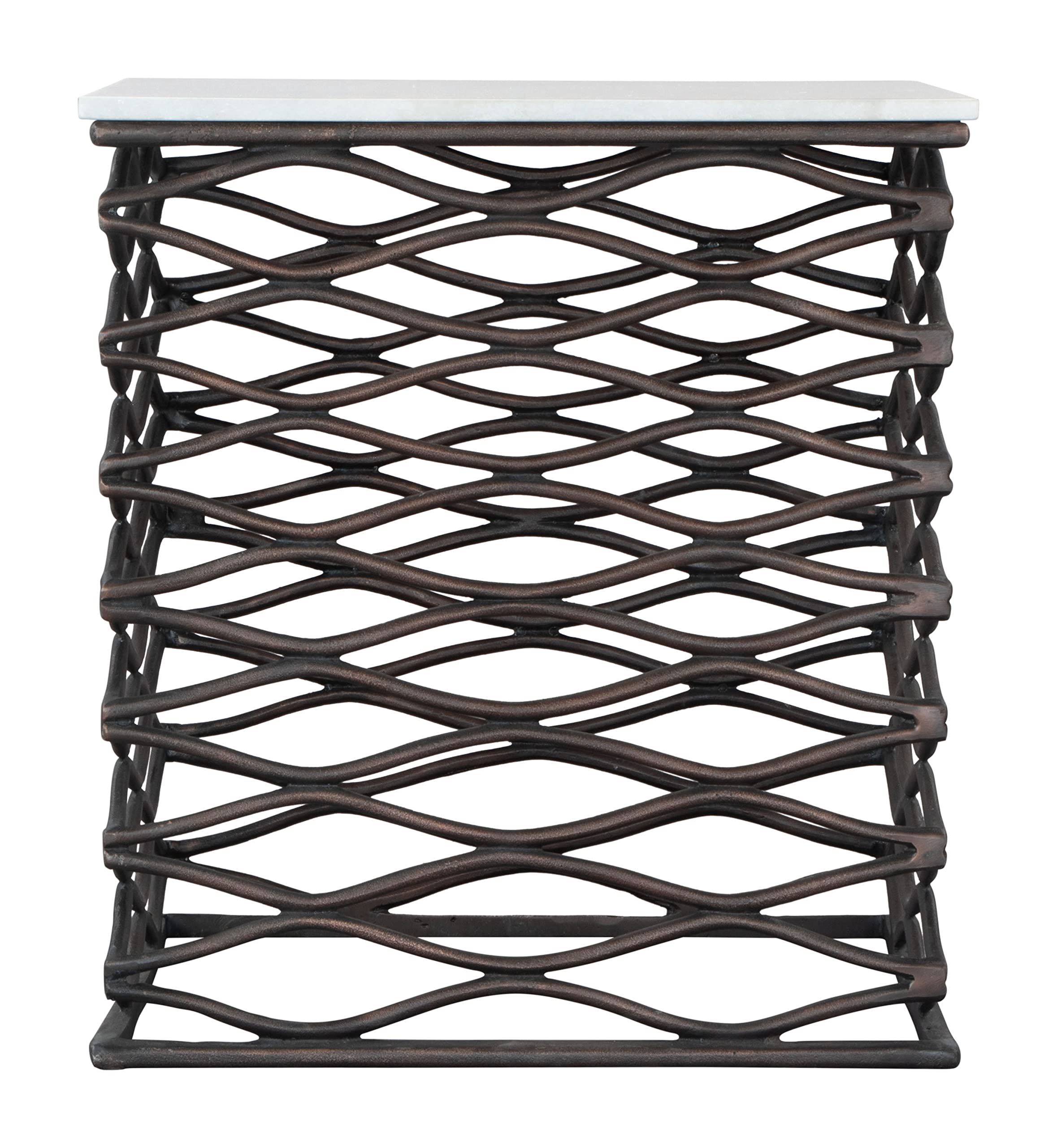 Zuo Duke Side Table White & Antique Bronze