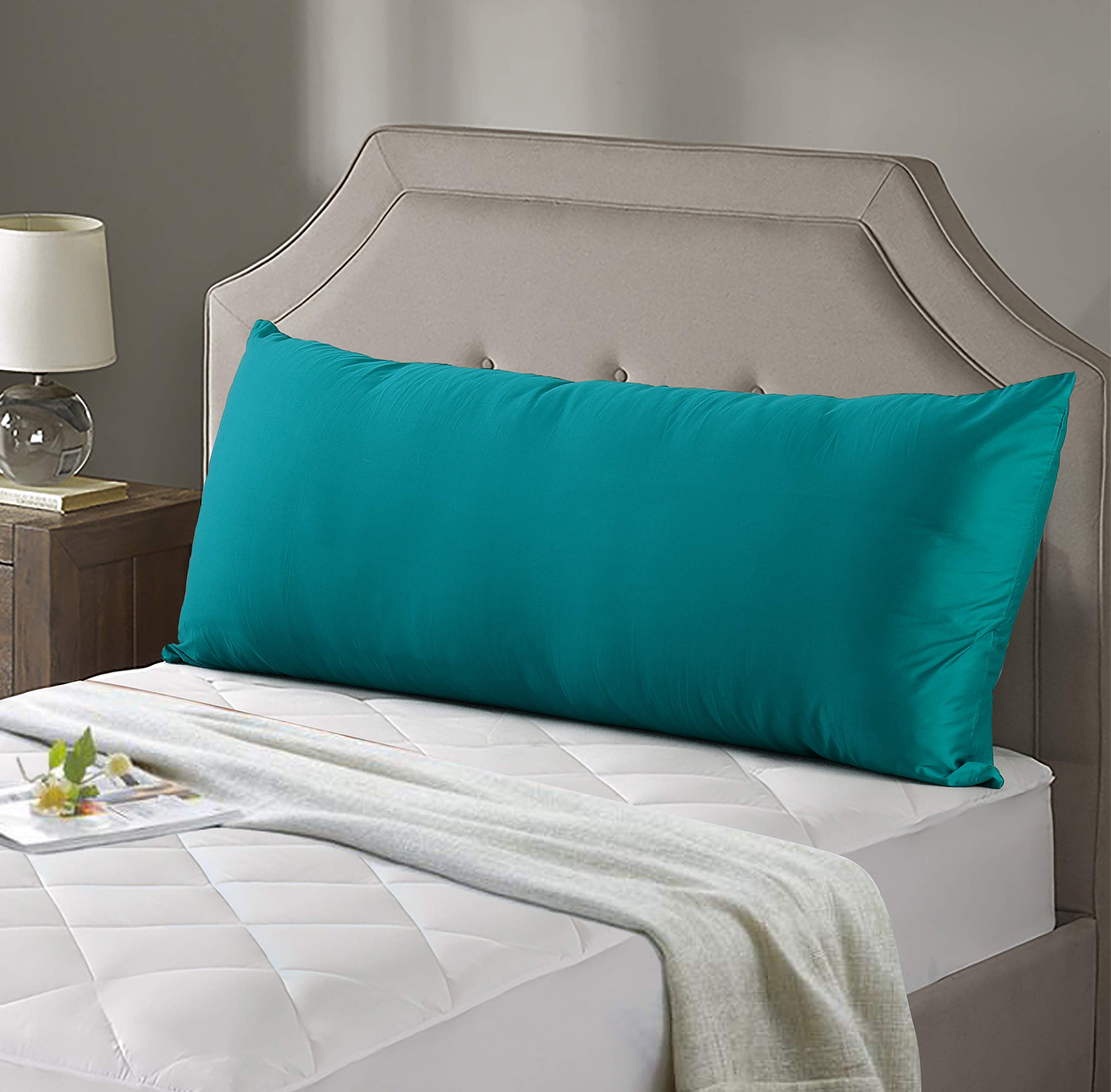 Evolive New 300Tc Thread Count 100% Cotton Body Pillow Cover/Case Replacement With Hidden Zipper Closure 21'X54' (Teal)