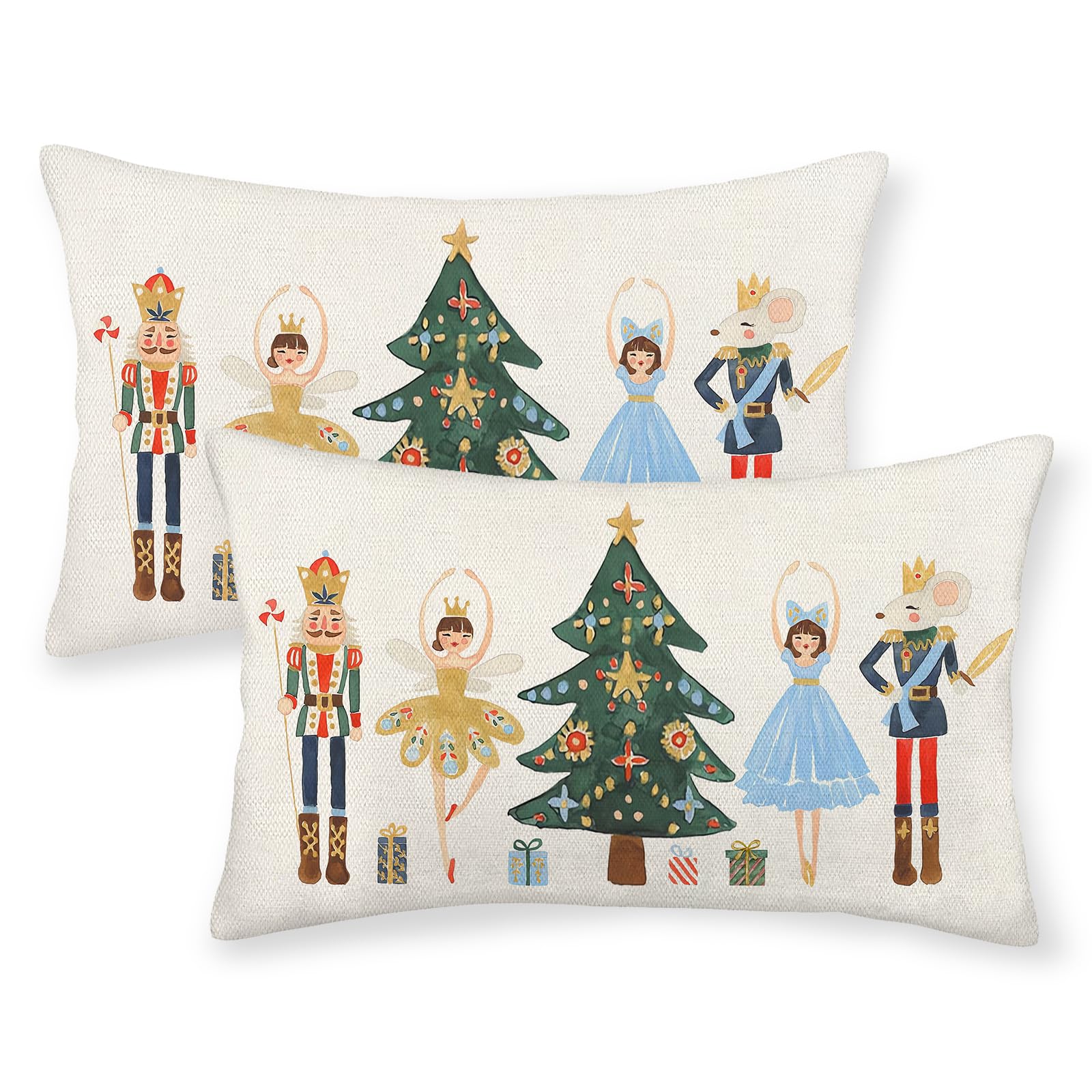 Christmas Pillow Covers 12X20 Inch Set Of 2 Christmas Decor Nutcracker Pillowcase Christmas Decorations Outdoor Throw Pillows Fa