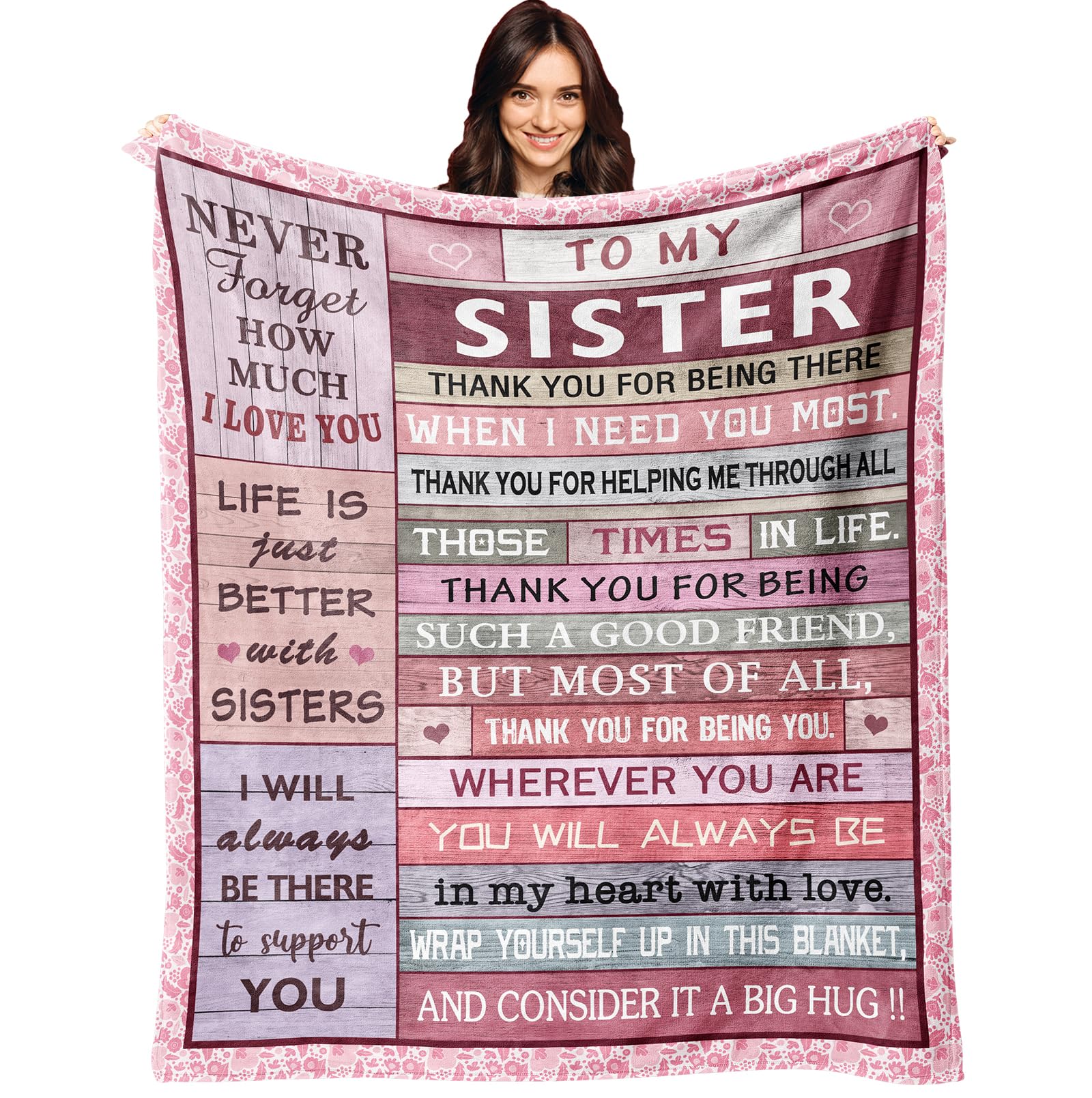 Xalazy Sister Gifts Blanket 50'X60', Sister Birthday Gifts From Sister, Sister Gift From Sister, Gifts For Sister, Big Sister