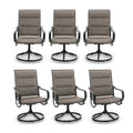 Phi Villa Outdoor Swivel Patio Dining Chairs Set Of 6, All Weather Patio Chair With Padded Textilene & Metal Frame For Outdoor Poolside Lawn Garden, Brown