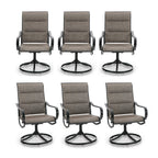Phi Villa Outdoor Swivel Patio Dining Chairs Set Of 6, All Weather Patio Chair With Padded Textilene & Metal Frame For Outdoor Poolside Lawn Garden, Brown
