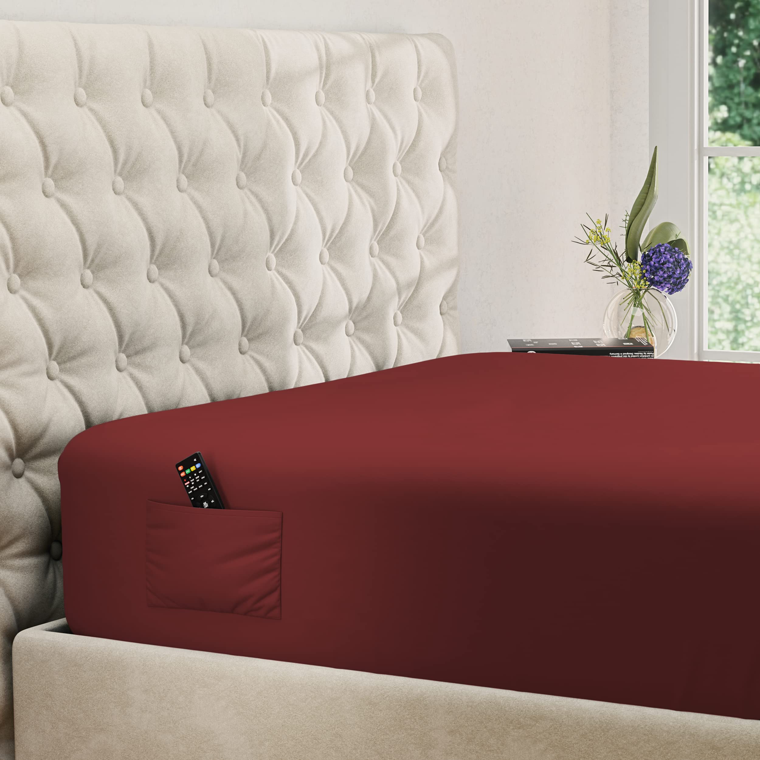 Dreamcare King Fitted Sheet - Extra Deep Pocket Fitted Sheet - Fits Up To 21 Inch Mattress - Deep Pocket King Sheets - Hotel Lux
