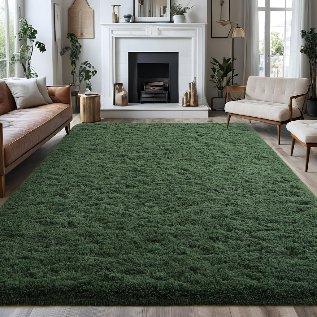 Falark Large Soft Area Rugs For Bedroom Living Room, 6X9 Ft Dark Green Fluffy Rug Carpets For Girls Kids Room, Shaggy Fuzzy Indo