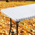 Spotjoy Rectangle Table Cloth, Elastic Fitted Flannel Backed Plastic Table Covers For 4 Foot Folding Tables, Waterproof Vinyl Ta