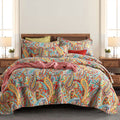Autumn Dream Cotton Bedspread Quilt Sets, 3 Pieces Reversible Comforter Coverlet Sets, Yellow Gorgeous Paisley Bedspread,King Si