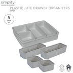Simplify 5 Piece Organizing Set | Multiple Size Bins | Multipurpose | Office | Desk | Dorm | Bathroom | Storage Basket | Small I