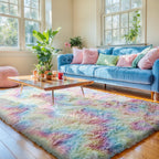 Kchowua 4X6 Unicorn Thick Fluffy Shag Area Rugs For Girls Bedroom,Machine Washable Comfy Fuzzy Shaggy Pastel Rug For Living Room