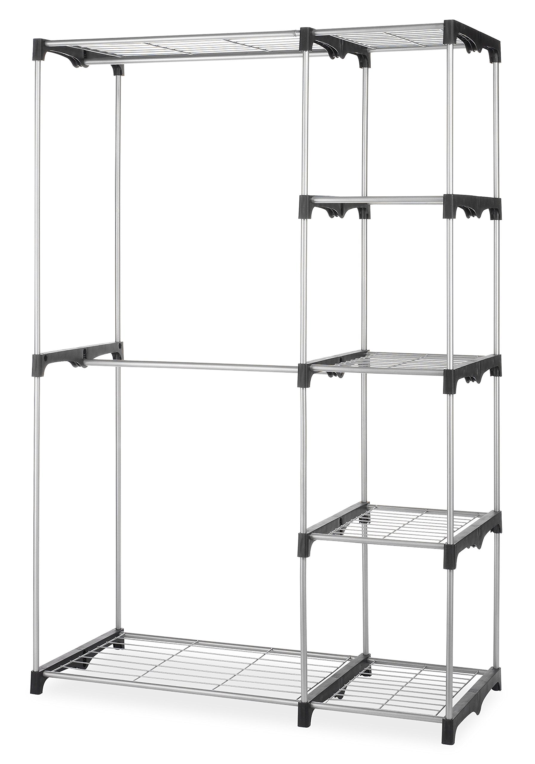 Whitmor Double Rod Freestanding closet Organizer, Silver