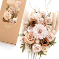 Lings Moment White & Beige Artificial Flowers Combo Box Set for DIY Wedding Bouquets Centerpieces Arrangements Bridal Shower Pa