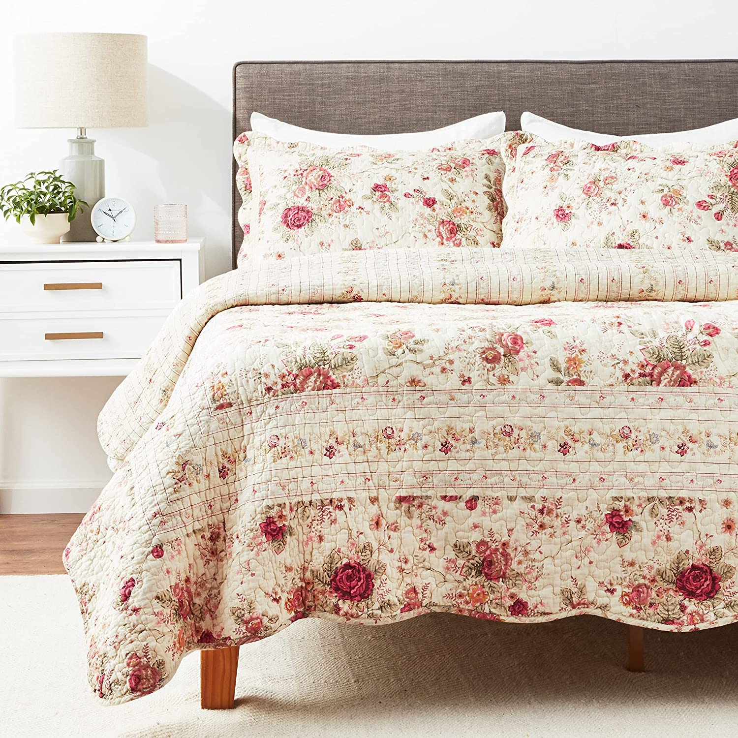 Greenland Home Antique Rose Twin Quilt Set, 2Piece Twin/XL, Ecru