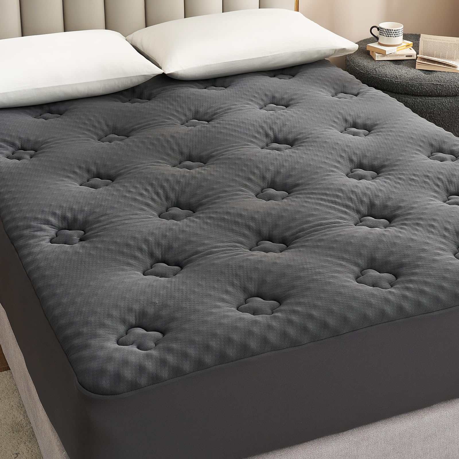 Hansleep Memory Foam King Mattress Topper, King Mattress Pad Cover With Deep Pocket, Breathable Pillow Top Mattress Topper King