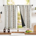 jinchan 100% Blackout Boho Kitchen Curtains 24 Inches Tier Curtains Bohemian Small Cafe Curtains for Bedroom RV Basement Room Da