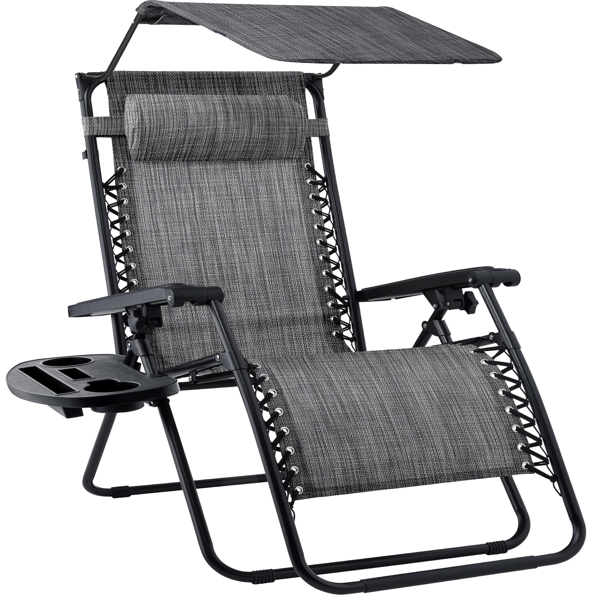 Best Choice Products 30    Wide Folding Zero Gravity Outdoor Recliner Patio Lounge Chair w/Adjustable Canopy Shade, Headrest, Si