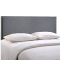 Modway Region Linen Fabric Upholstered Queen Headboard in Smoke with Nailhead Trim